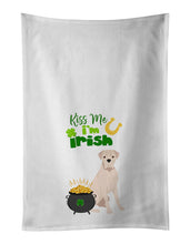 Load image into Gallery viewer, Natural Eared White Boxer St. Patrick's Day White Kitchen Towel Set of 2 Dish Towels