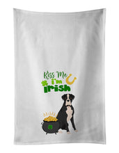 Load image into Gallery viewer, Natural Eared Black Boxer St. Patrick's Day White Kitchen Towel Set of 2 Dish Towels