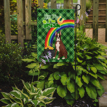 Load image into Gallery viewer, Red Brindle Boxer St. Patrick's Garden Flag – "Kiss Me I’m Irish" with Pot of Gold &amp; Rainbow