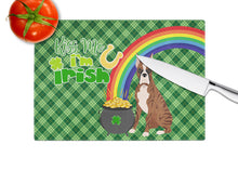 Load image into Gallery viewer, Red Brindle Boxer St. Patrick's Day Glass Cutting Boards – Durable, Decorative Kitchen Art Large
