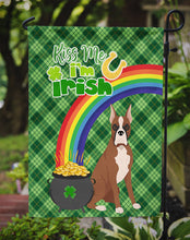 Load image into Gallery viewer, Red Fawn Boxer St. Patrick's Garden Flag – "Kiss Me I’m Irish" with Pot of Gold &amp; Rainbow