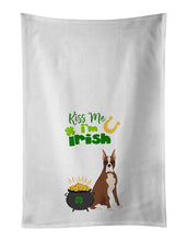 Load image into Gallery viewer, Red Fawn Boxer St. Patrick's Day White Kitchen Towel Set of 2 Dish Towels