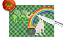 Load image into Gallery viewer, White Boxer St. Patrick's Day Glass Cutting Boards – Durable, Decorative Kitchen Art Large