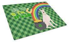 Load image into Gallery viewer, White Boxer St. Patrick's Day Glass Cutting Boards – Durable, Decorative Kitchen Art Large