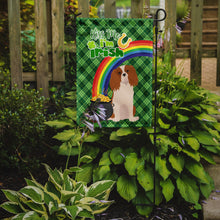 Load image into Gallery viewer, Blenheim Cavalier Spaniel St. Patrick's Garden Flag – "Kiss Me I’m Irish" with Pot of Gold &amp; Rainbow