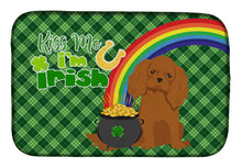 Load image into Gallery viewer, Ruby Cavalier Spaniel St. Patrick's Day Dish Drying Mat – Absorbent, Artistic Kitchen Essentials