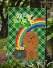 Load image into Gallery viewer, Ruby Cavalier Spaniel St. Patrick's Garden Flag – "Kiss Me I’m Irish" with Pot of Gold &amp; Rainbow