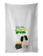 Load image into Gallery viewer, Tricolor Cavalier Spaniel St. Patrick's Day White Kitchen Towel Set of 2 Dish Towels