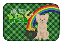 Load image into Gallery viewer, Longhaired Cream Chihuahua St. Patrick's Day Dish Drying Mat – Absorbent, Artistic Kitchen Essentials
