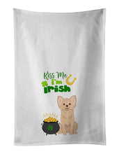 Load image into Gallery viewer, Longhaired Cream Chihuahua St. Patrick's Day White Kitchen Towel Set of 2 Dish Towels