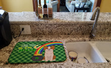 Load image into Gallery viewer, Longhaired Red and White Chihuahua St. Patrick's Day Dish Drying Mat – Absorbent, Artistic Kitchen Essentials