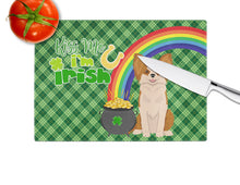 Load image into Gallery viewer, Longhaired Red and White Chihuahua St. Patrick's Day Glass Cutting Boards – Durable, Decorative Kitchen Art Large