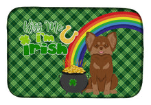 Load image into Gallery viewer, Longhaired Chocolate and Tan Chihuahua St. Patrick's Day Dish Drying Mat – Absorbent, Artistic Kitchen Essentials