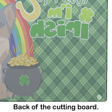 Load image into Gallery viewer, Longhaired Blue and Tan Chihuahua St. Patrick's Day Glass Cutting Boards – Durable, Decorative Kitchen Art Large