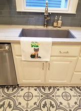 Load image into Gallery viewer, Longhaired Blue and Tan Chihuahua St. Patrick's Day White Kitchen Towel Set of 2 Dish Towels