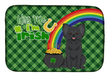 Load image into Gallery viewer, Longhaired Black Chihuahua St. Patrick's Day Dish Drying Mat – Absorbent, Artistic Kitchen Essentials