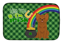 Load image into Gallery viewer, Longhaired Red Chihuahua St. Patrick's Day Dish Drying Mat – Absorbent, Artistic Kitchen Essentials