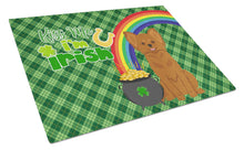 Load image into Gallery viewer, Longhaired Red Chihuahua St. Patrick's Day Glass Cutting Boards – Durable, Decorative Kitchen Art Large