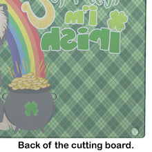 Load image into Gallery viewer, Longhaired Black and White #2 Chihuahua St. Patrick's Day Glass Cutting Boards – Durable, Decorative Kitchen Art Large