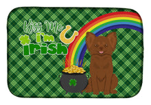 Load image into Gallery viewer, Longhaired Chocolate Chihuahua St. Patrick's Day Dish Drying Mat – Absorbent, Artistic Kitchen Essentials