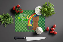 Load image into Gallery viewer, Longhaired Chocolate Chihuahua St. Patrick's Day Glass Cutting Boards – Durable, Decorative Kitchen Art Large