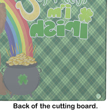 Load image into Gallery viewer, Longhaired Chocolate Chihuahua St. Patrick's Day Glass Cutting Boards – Durable, Decorative Kitchen Art Large