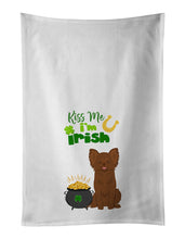 Load image into Gallery viewer, Longhaired Chocolate Chihuahua St. Patrick's Day White Kitchen Towel Set of 2 Dish Towels