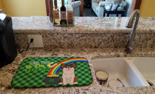 Load image into Gallery viewer, Longhaired Black and Red Chihuahua St. Patrick's Day Dish Drying Mat – Absorbent, Artistic Kitchen Essentials