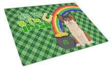 Load image into Gallery viewer, Longhaired Black and Red Chihuahua St. Patrick's Day Glass Cutting Boards – Durable, Decorative Kitchen Art Large