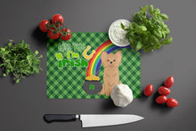Load image into Gallery viewer, Longhaired Gold Chihuahua St. Patrick's Day Glass Cutting Boards – Durable, Decorative Kitchen Art Large