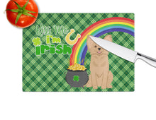 Load image into Gallery viewer, Longhaired Gold Chihuahua St. Patrick's Day Glass Cutting Boards – Durable, Decorative Kitchen Art Large