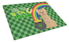Load image into Gallery viewer, Longhaired Gold Chihuahua St. Patrick's Day Glass Cutting Boards – Durable, Decorative Kitchen Art Large