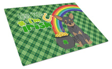 Load image into Gallery viewer, Black and Tan Chihuahua St. Patrick's Day Glass Cutting Boards – Durable, Decorative Kitchen Art Large