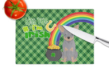 Load image into Gallery viewer, Blue and Tan Chihuahua St. Patrick's Day Glass Cutting Boards – Durable, Decorative Kitchen Art Large
