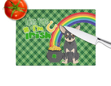 Load image into Gallery viewer, Black and Cream Chihuahua St. Patrick's Day Glass Cutting Boards – Durable, Decorative Kitchen Art Large