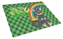 Load image into Gallery viewer, Black and Cream Chihuahua St. Patrick's Day Glass Cutting Boards – Durable, Decorative Kitchen Art Large