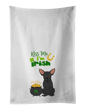Load image into Gallery viewer, Black Chihuahua St. Patrick's Day White Kitchen Towel Set of 2 Dish Towels