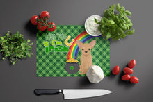 Load image into Gallery viewer, Gold Chihuahua St. Patrick's Day Glass Cutting Boards – Durable, Decorative Kitchen Art Large