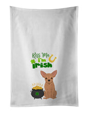 Load image into Gallery viewer, Gold Chihuahua St. Patrick's Day White Kitchen Towel Set of 2 Dish Towels