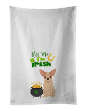 Load image into Gallery viewer, Fawn and White Chihuahua St. Patrick's Day White Kitchen Towel Set of 2 Dish Towels