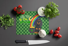Load image into Gallery viewer, Longhair Black and Tan Dachshund St. Patrick's Day Glass Cutting Boards – Durable, Decorative Kitchen Art Large