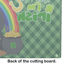 Load image into Gallery viewer, Longhair Black and Tan Dachshund St. Patrick's Day Glass Cutting Boards – Durable, Decorative Kitchen Art Large