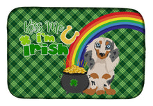 Load image into Gallery viewer, Longhair Cream Dapple Dachshund St. Patrick's Day Dish Drying Mat – Absorbent, Artistic Kitchen Essentials