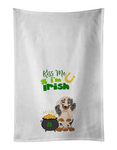 Load image into Gallery viewer, Longhair Cream Dapple Dachshund St. Patrick's Day White Kitchen Towel Set of 2 Dish Towels