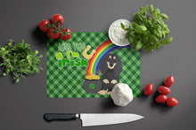 Load image into Gallery viewer, Longhair Black and Cream Dachshund St. Patrick's Day Glass Cutting Boards – Durable, Decorative Kitchen Art Large
