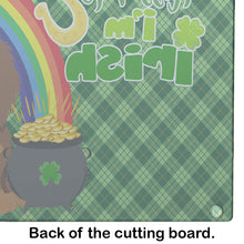 Load image into Gallery viewer, Longhair Chocolate and Tan Dachshund St. Patrick's Day Glass Cutting Boards – Durable, Decorative Kitchen Art Large