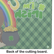 Load image into Gallery viewer, Longhair Chocolate and Cream Dachshund St. Patrick's Day Glass Cutting Boards – Durable, Decorative Kitchen Art Large