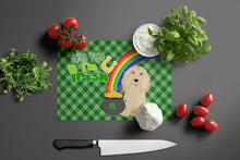 Load image into Gallery viewer, Longhair Cream Dachshund St. Patrick's Day Glass Cutting Boards – Durable, Decorative Kitchen Art Large