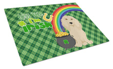Load image into Gallery viewer, Longhair Cream Dachshund St. Patrick's Day Glass Cutting Boards – Durable, Decorative Kitchen Art Large