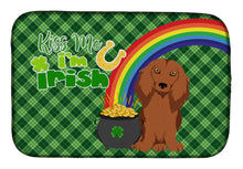 Load image into Gallery viewer, Longhair Red Dachshund St. Patrick's Day Dish Drying Mat – Absorbent, Artistic Kitchen Essentials